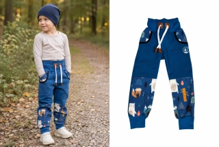 Softshellové kalhoty Premium -Petrolej/medvědi